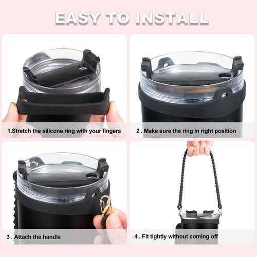 Carrier with Strap for Stanley Cup Accessories, Cute Adjustable Water Bottle Carrying Straps for Stanley 40 30 20 OZ Tumbler, Holder for Women Men Boys Girls