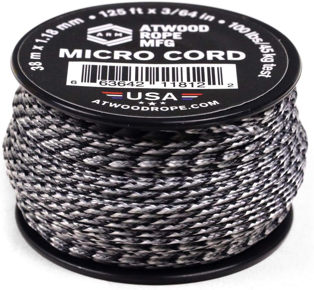 Atwood Rope MFG Micro Utility Cord 1.18mm X 125ft Reusable Spool | Tactical Nylon/Polyester Fishing Gear, Jewelry Making, Camping Accessories