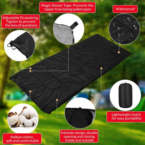 Macarrie 12 Pack Sleeping Bags for Adults Bulk Warm Cold Weather Kids Camping Sleeping Bag for Homeless Lightweight Waterproof Compression Sack for Backpacking Traveling Hiking Outdoor(Black)