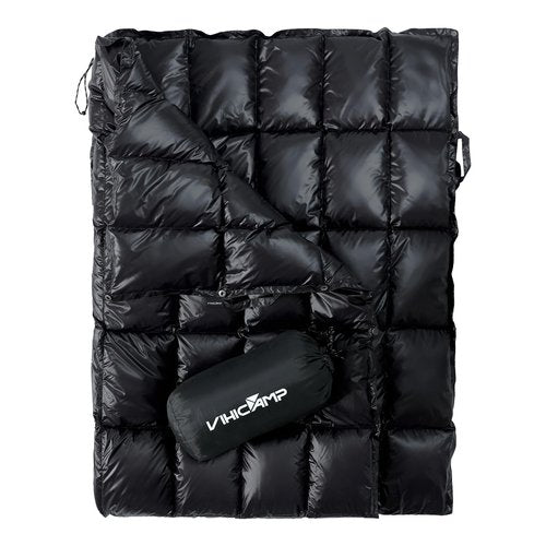 Vihicamp Down Camping Blanket - Packable Lightweight Outdoor Blanket, Warm Compact Backpacking Quilt for Cold Weather, Water-Resistant Puffer Blanket, Ideal for Travel, Hammock, Outdoor Adventures