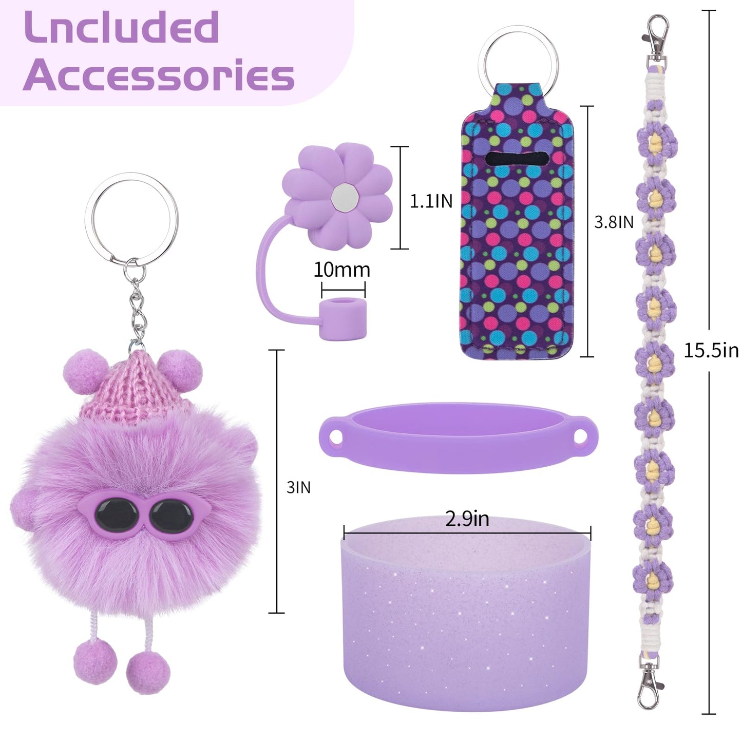 6PCS Use for Stanley Cup Tumbler Accessories 40oz 30oz,Compatible with Stanley Cup Tumbler Water Bottle Handle Sling Strap for Carrying (purple)