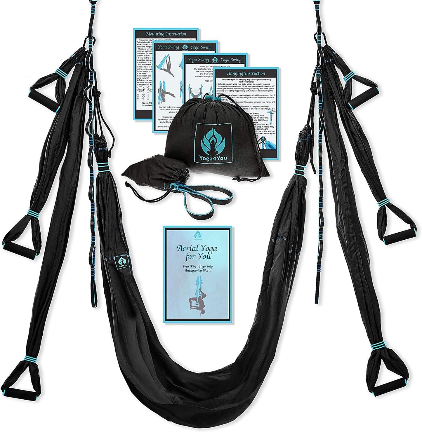 Aerial Yoga Swing Set - Hammock Hanging Swing - Sling Inversion Fly Kit - Antigravity Yoga Sling - Suspension Trapeze