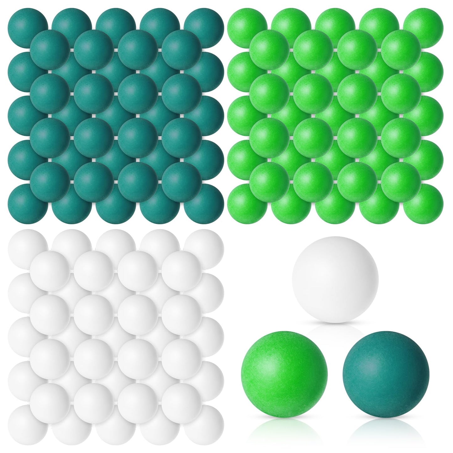 Libima 120 Pack Colored Table Tennis Balls 40 mm Plastic Balls Bulk for 4th of July Carnival Wedding Pool Games, DIY Arts, Pet Toys, School Patriotic Activities(Dark Green, Light Green, White)