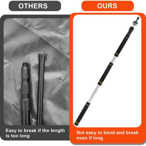 Tent Poles Replacement Heavy Duty, 4-8.5ft Telescoping tent poles for tarp with Steel Rod Adjustable Tarp Poles for Tarp Suitable for Canopy Awning Car Camping Convenient Carrying 1-Piece Set. (8.5ft)