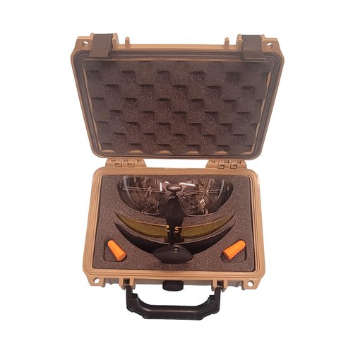 SSP Eyewear Chelan Desert Tan Kit With 3 NVR/FOG A-EYE Lenses, Microfiber Pouch, and Case; Storage Space For Ear Protection and Tracking Device
