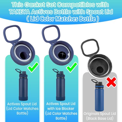 BOSORIO 6pcs Gaskets Compatible with TAKEYA Actives 18oz 22oz 24oz 32oz 40oz Water Bottle, Replacement Rubber Seal Part for Spout Lid(Not for TAKEYA Originals)