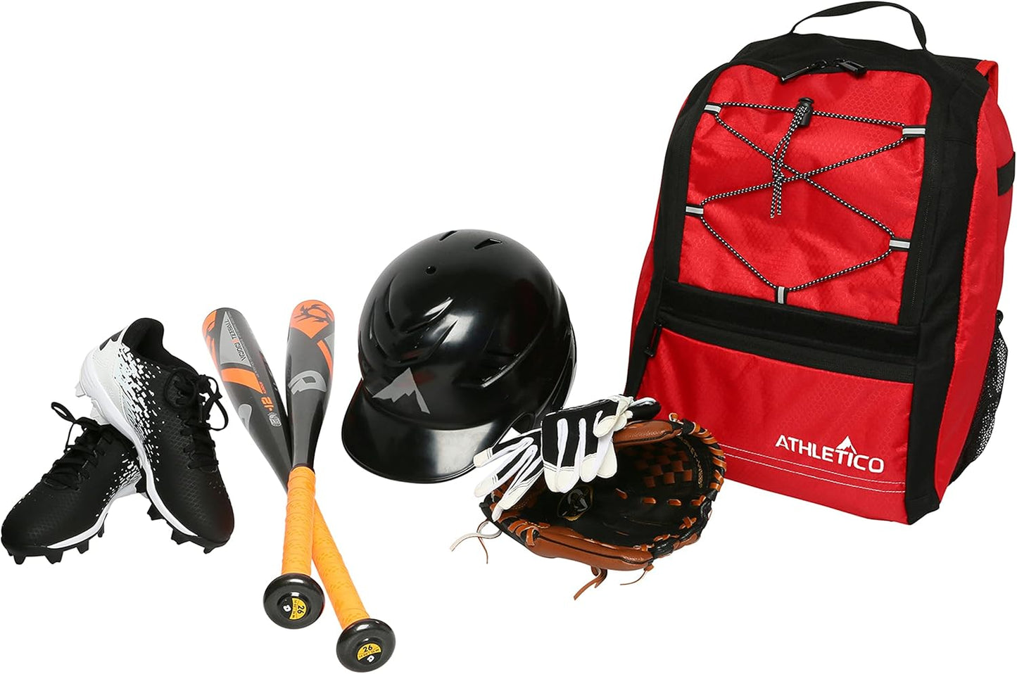 Athletico Youth Baseball Bat Bag - Backpack for Baseball, T-Ball & Softball Equipment & Gear | Holds Bat, Helmet, & Glove | Fence Hook (Red)