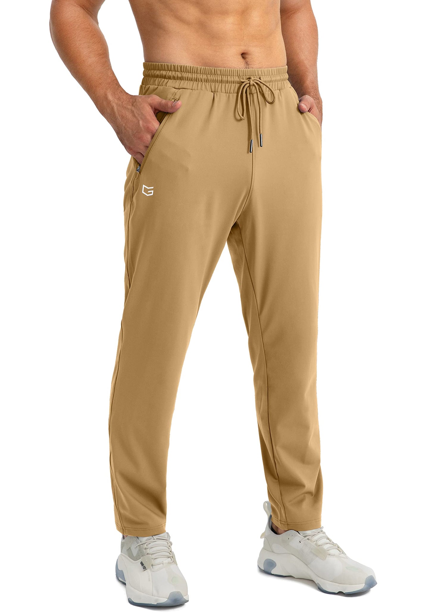 G Gradual Men's Sweatpants with Zipper Pockets Tapered Joggers for Men Athletic Pants for Workout, Jogging, Running (Dark Khaki, 3X-Large)