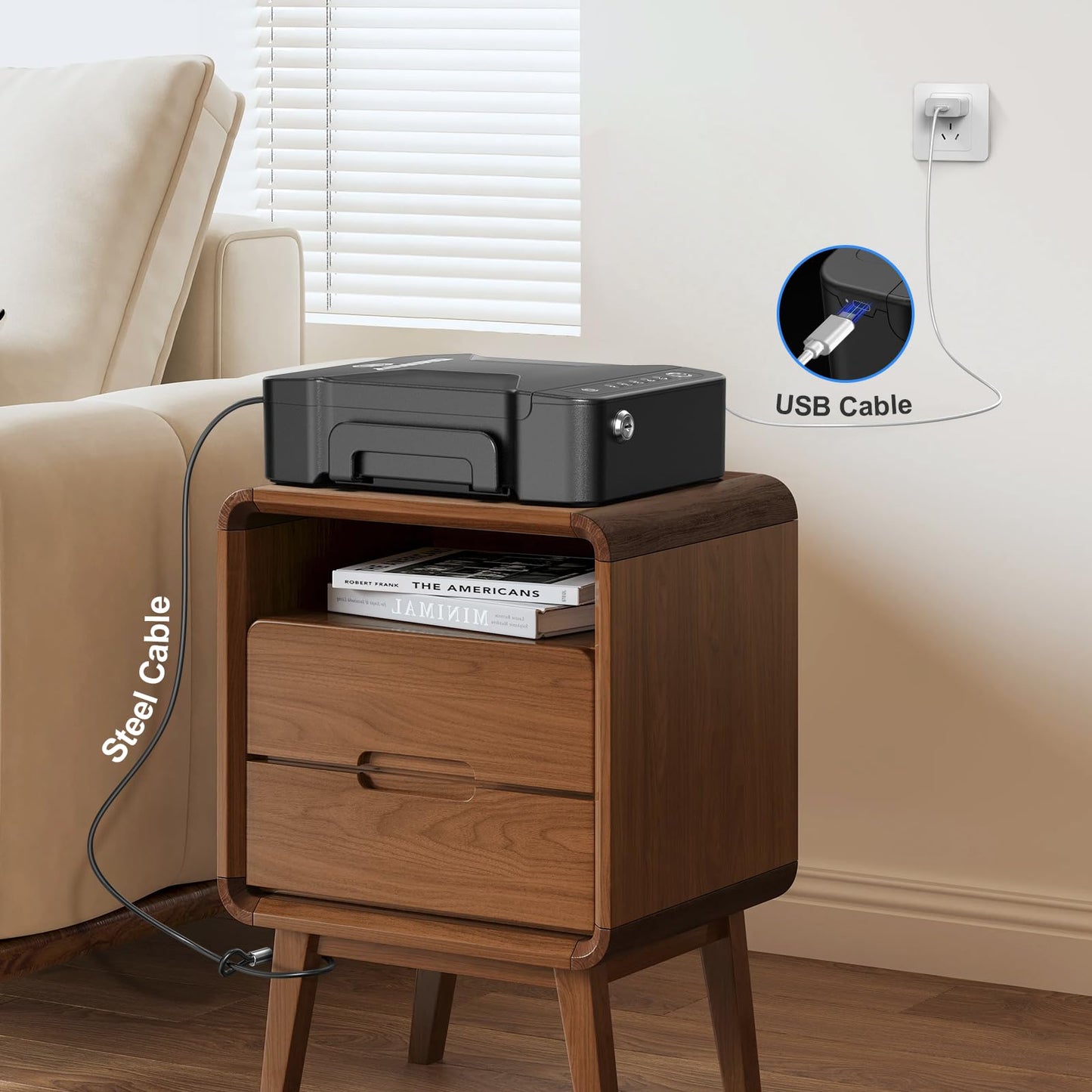 AINIRO Gun Safe for Handgun, Small Biometric Gun Safe with Built-in Handle Gun Lock Box for Pistols with Fingerprint, Keypad and Key Unlock Pistol Safe for Home, Car, Truck, Bedside Nightstand