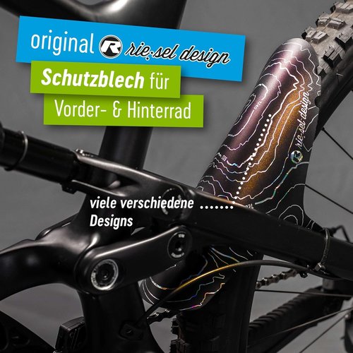 Riesel Design - Front Big Bike Fender for Face and Suspension Fork Protection - Secure Fit, for Enduro, Trail, All Mountain, Cross Country, Freeride, Downhill or E-MTB - KOL:OSS - Höhenlinien