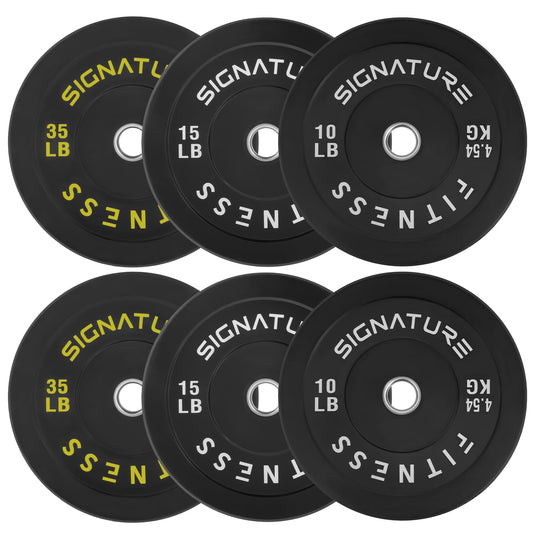 Fitvids 2" Olympic Bumper Plate Weight Plates with Steel Hub, 120-Pound Set, 2x 10LB, 2x 15LB, 2x 35LB