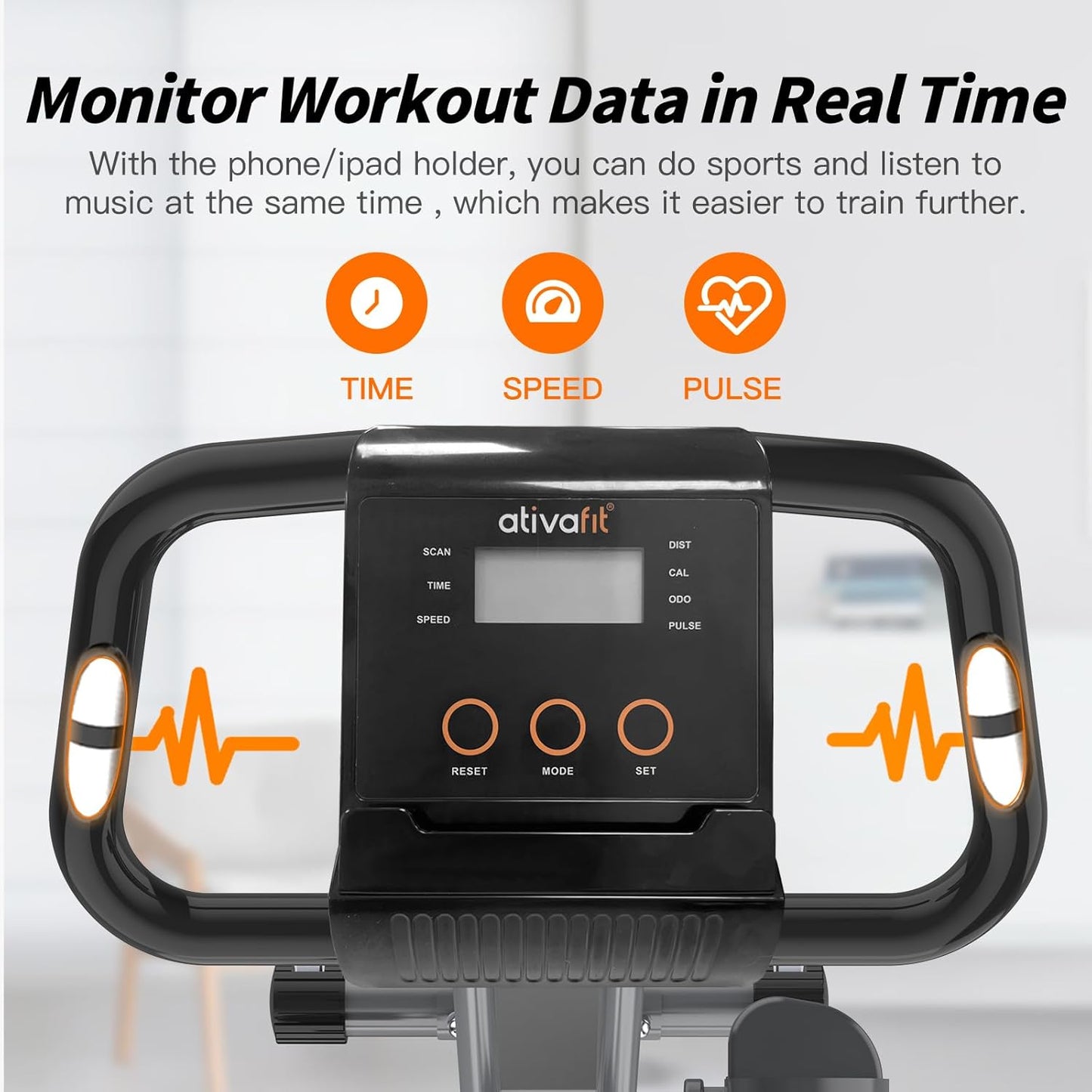 ATIVAFIT Exercise Bike Foldable Fitness Indoor Cycling Bike Magnetic 3 in 1 Upright Recumbent Exercise Bike with Resistance Bands for Home Workout