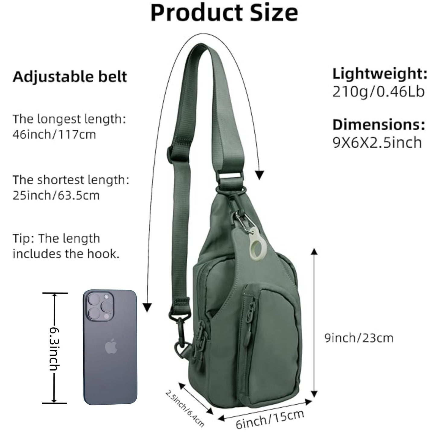 FREE ROCK Small Crossbody Bag For Women Mini Nylon Sling Bag Cross Body Bag Chest Bag For Outdoors Hiking Traveling (Green)