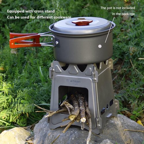 Titanium Wood Burning Stove, Camping Stove, Foldable Titanium Portable Backpacking Stove for Outdoor Camping Picnic BBQ