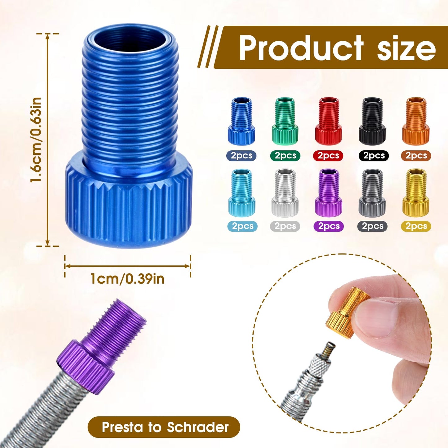 Aluminum Convert Presta to Schrader Converter, 20 Pieces Presta Valve Adapter Colorful Pump Valve Adapter Bike Valve Adapter Standard Bicycle Tube Pump or Air Compressor Tools for Bicycle Bikes Tires