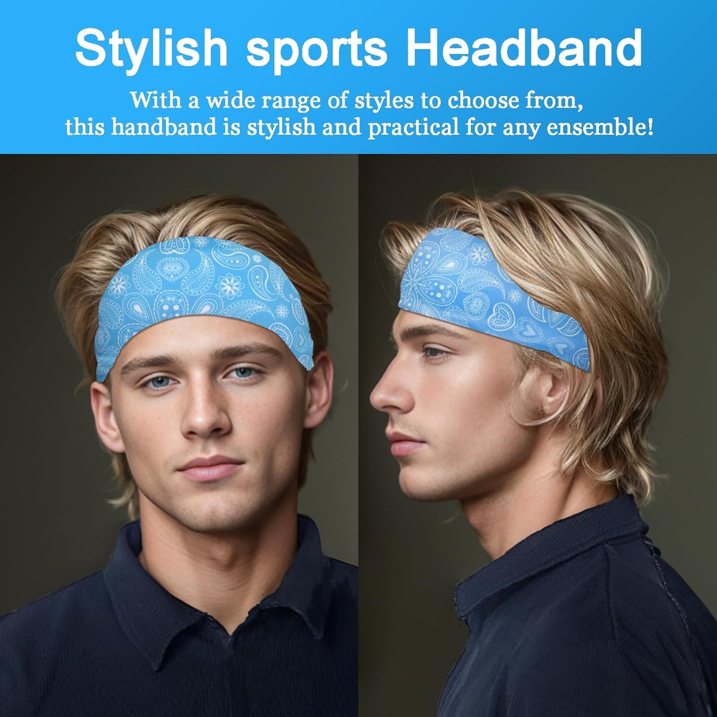 Men's 9-Pack Sports Headbands | Stretchy Sweatbands for Running & Workouts