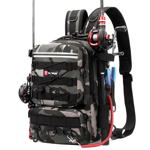 Dolodomy Fishing Backpack With Rod Holder, Fishing Tackle Storage Bags Fishing Tackle Box Backpack Bag