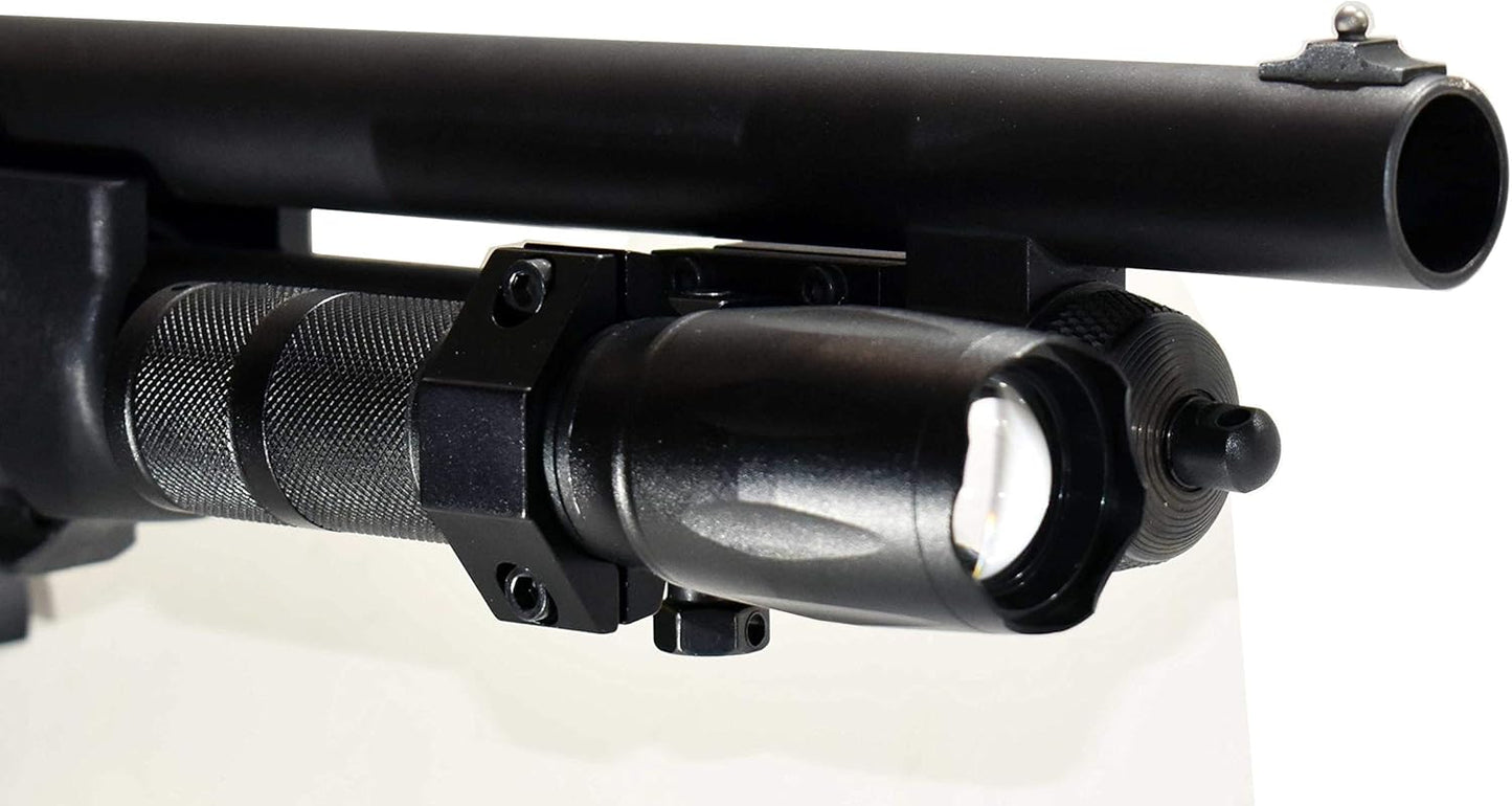 Trinity 1000 Lumen led Flashlight for mossberg 590 12ga Home Defense Tactical Hunting Optics Aluminum Black Picatinny Weaver Mounted Adapter Single Rail Mount.