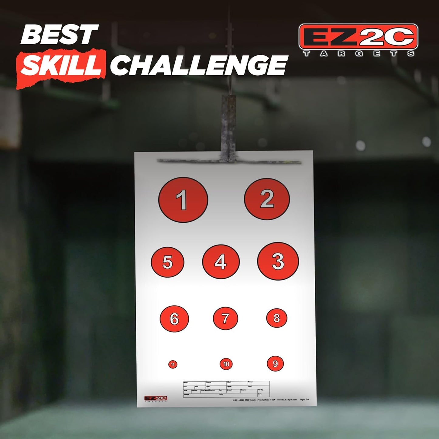 EZ2C 5-Pack Bright Gun & Rifle Paper Targets - Highly Visible 11" x 17" Shooting Targets for Range & Outdoor Use