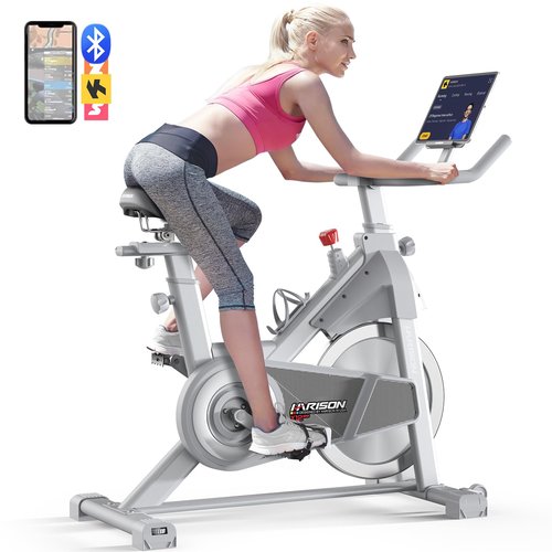 HARISON Semi Commercial Exercise Bike - Stationary Bike for Home Gym - Silent Magnetic Indoor Cycling Bike with Tablet Mount & Comfortable Seat Cushion, 380LBS/400LBS Weight Capacity Workout Bike (Magnetic Plus)