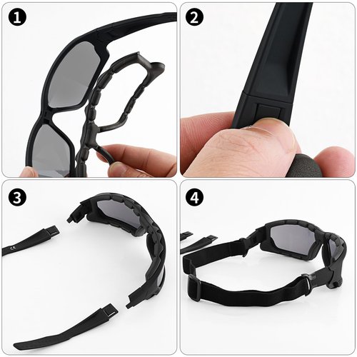 SOL PRO Powersport Sunglasses, Motorcycle Riding Safety Goggles, UV400 Anti-Fog, Dust-Resistant, Wraparound, Fit Men Women, Mowing, Shooting, Hunting