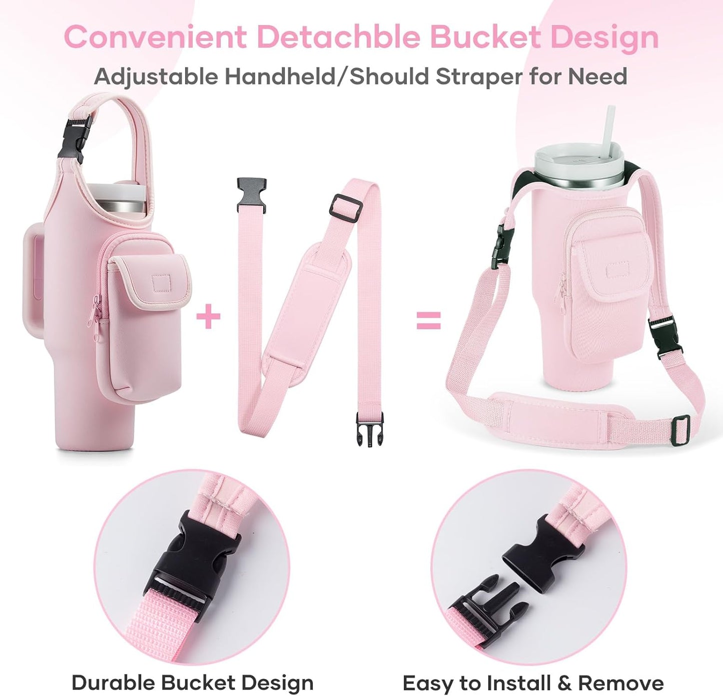 Insulated Neoprene Carrier Bag for Stanley 40/30oz Tumbler | Phone & Flap Pockets