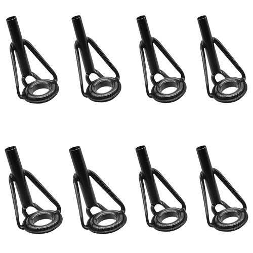 Litoexpe 8 Pieces Fishing Rod Tip Repair Kit, Black Stainless Steel Ceramic Guides Ring Fishing Pole Eyelets Repair Kit