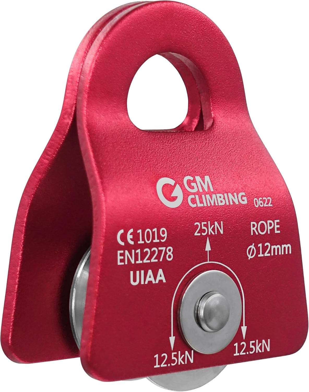 GM CLIMBING Micro Prusik Minding Pulley 25kN CE UIAA Certified 12mm Single Pulley Mobile Side Plates for Arborist Rigging Climbing Rescue