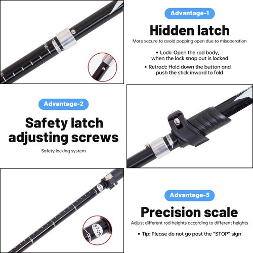 Collapsible Trekking Poles - Walking Poles - Lightweight Folding Hiking Poles for Women Men - Walking Sticks for Hiking Climbing Camping - Adjustable Hiking Sticks with Quick Lock System (Black)