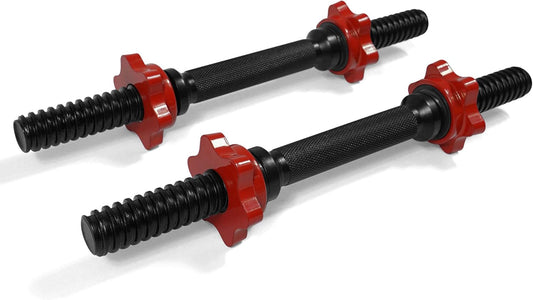 Yes4All Pair of Threaded Dumbbell Handles 14/16/18/24 inch, Chrome/Rubber Grip, Fit 1” Plates, Weight Bar Connector