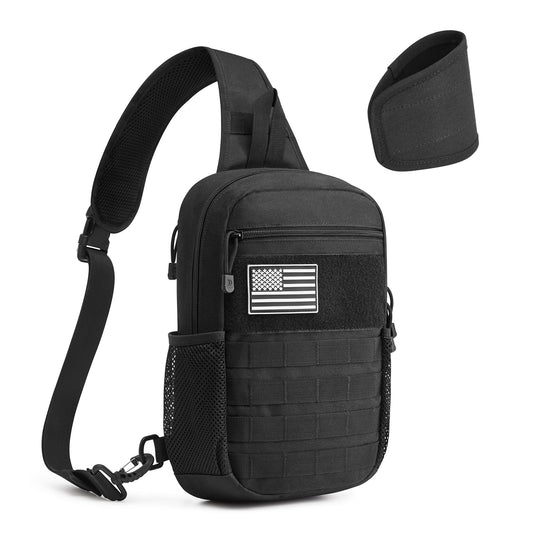 G4Free Tactical Sling Bag Backpack for Men,Military Durable Shoulder Pack Tactical Bag for Travel, Hiking, Outdoor Sports Black