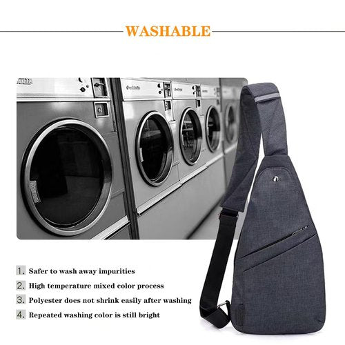 Lcpadri Anti Theft Crossbody Bag, Sling Bag Lightweight Chest Shoulder Backpack with 5 Pockets Adjustable Strap for Outdoor Sport Travel Hiking