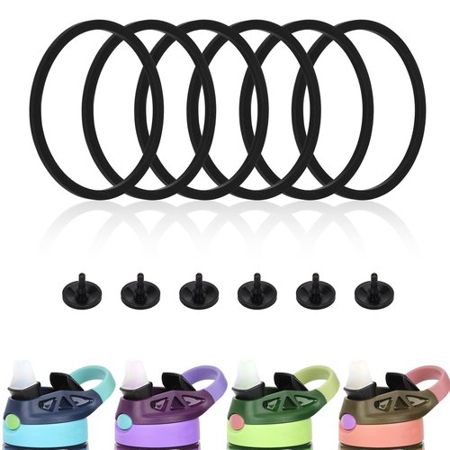 PEUTIER 6pcs Replacement Gaskets for Contigo, with 6pcs Silicone Valves, Water Bottle Sealing Ring Lid Replacement Water Bottle Accessories for Snapseal Contigo Aubrey 14oz & 20oz