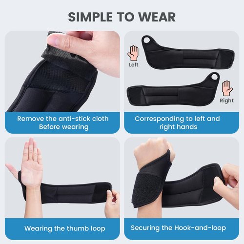 Sportneer Wrist Weights with Thumb Hole for Men Women Arm Hand Weights for Running Walking Jogging Physical Therapy Gym Strength Training Cardio Exercises 1 LB x 2 (Black)