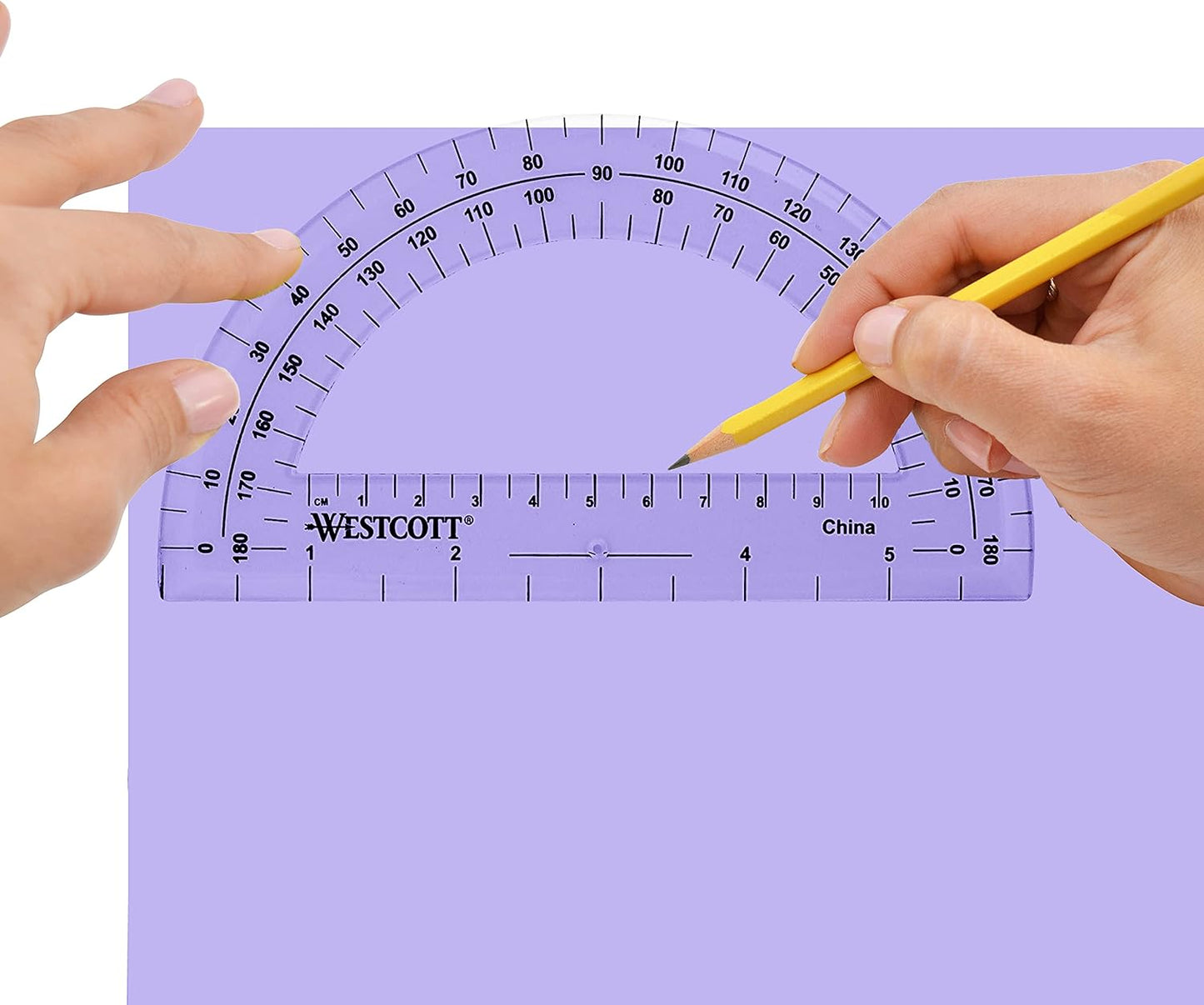 Westcott 6-Inch Plastic 180 Degree Protractor, Clear