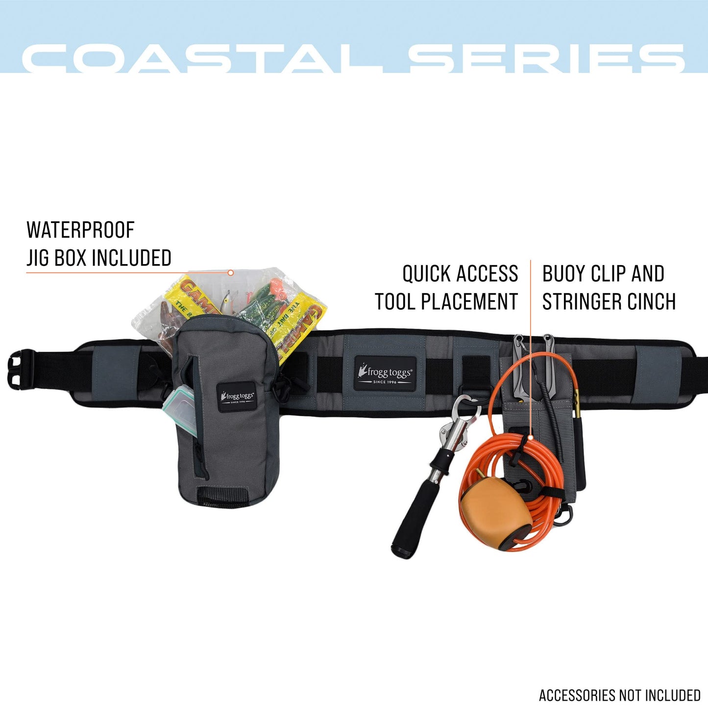 FROGG TOGGS Pursuit Fishing Wading Belt for Quick Tackle Access, Solid Elements