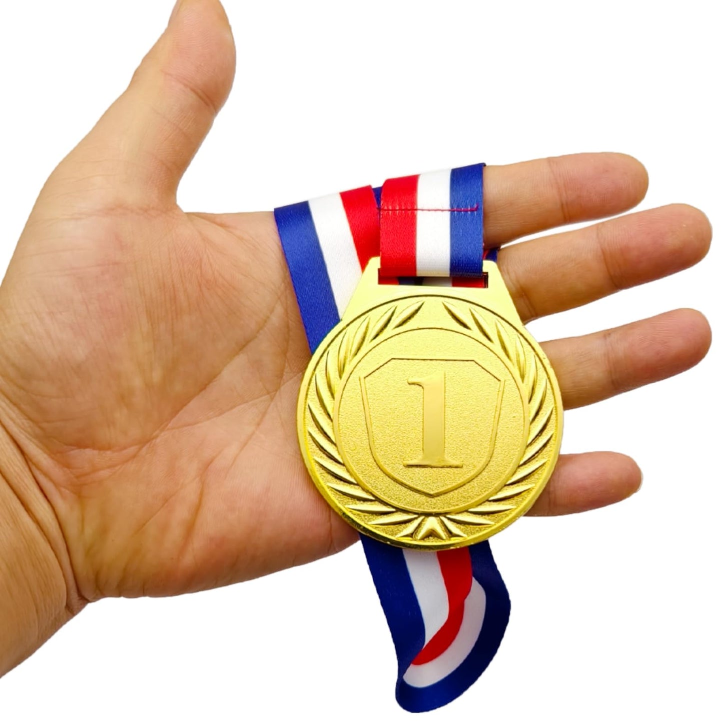 3 Pieces Medals for Awards, 2.56 Inch Gold Metal Medals Olympic Decorations Winner Medal with Ribbon Necklace for Sports Day Prizes, Gymnastics Competitions, Party Gifts, Kids Adults