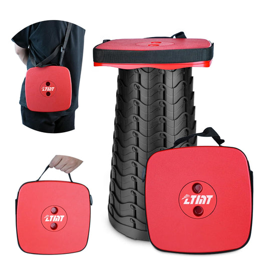 ZTMT Upgraded Square Folding Stool, Max Load Capacity 485lbs, Portable Collapsible Stool Seat, Telescoping Foldable Stool, Retractable Stool for Adult Camping Fishing Outdoor BBQ