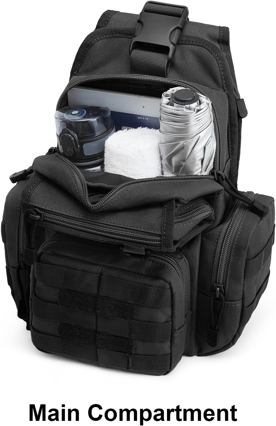 G4Free Tactical EDC Sling Bag Pack with Adjustable Holder Sling Shoulder Assault Range Backpack(Black)