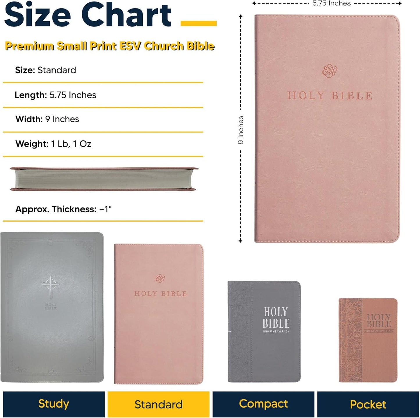 Custom Personalized Pink ESV Bible | Small Text | Blush Pink Engraved Name | Faux Leather Premium Church Bible | English Standard Version Translation with Lay Flat Design