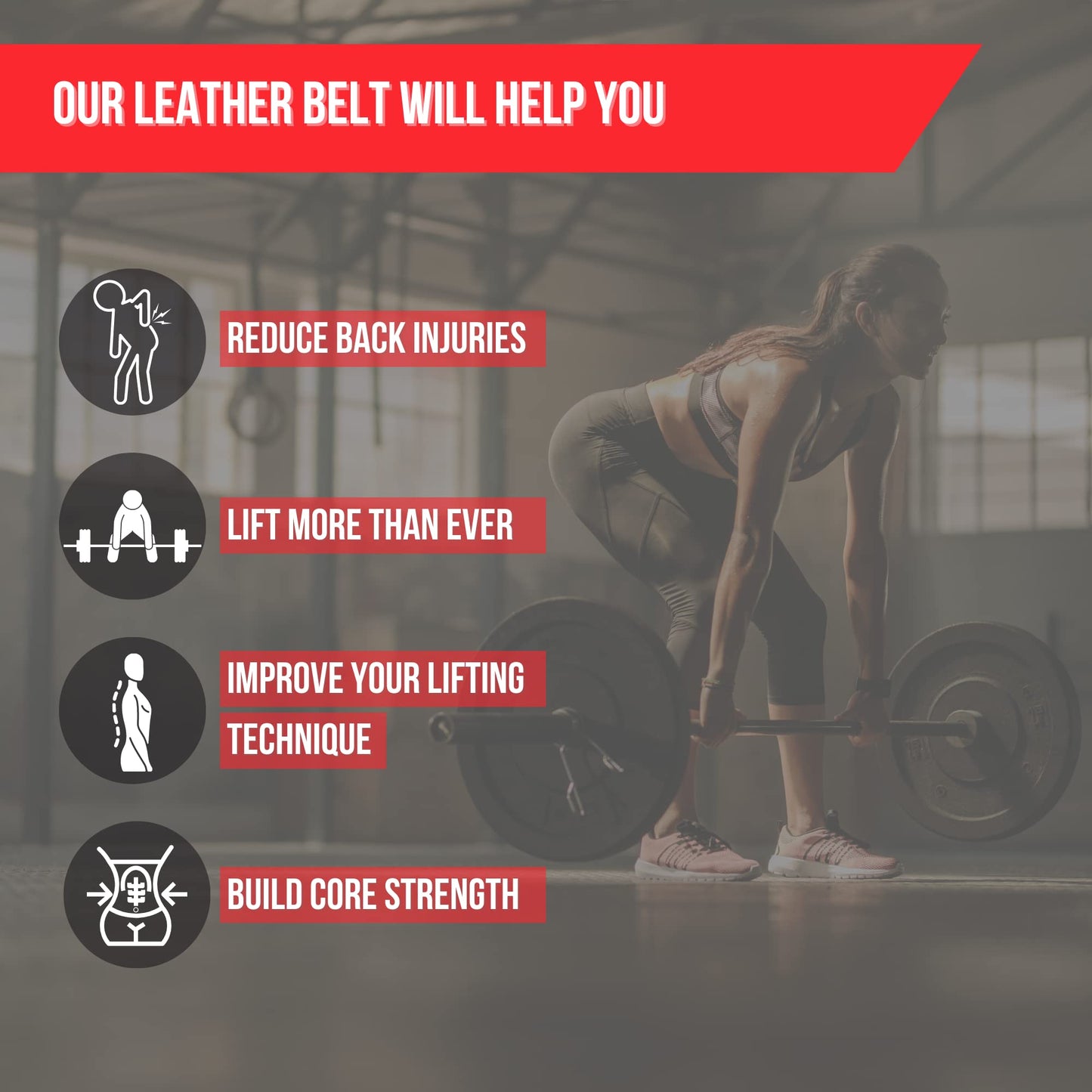 Lift Tech Fitness 4'' Weight Lifting Belt - Leather Workout Belt for Men & Women - Gym Belt for Deadlift, Squat, Powerlifting, Weights, Strength training - 4''PRO Leather Belt for Weightlifting - XL