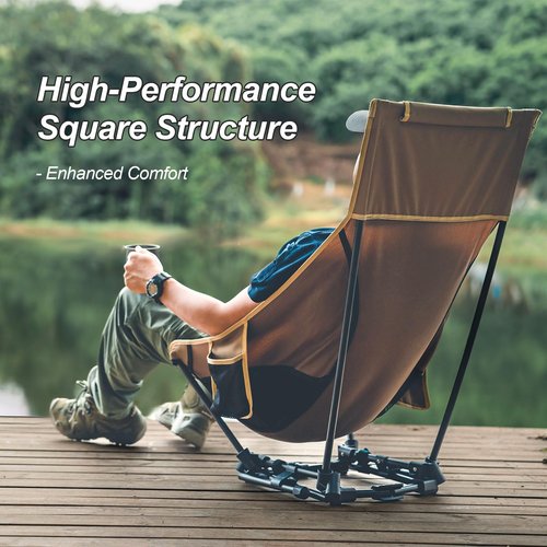 OneTigris Dragonhide Oversized Camping Chair with Pillow Design, Comfortable Widened Seat Folding, 275 lbs Capacity