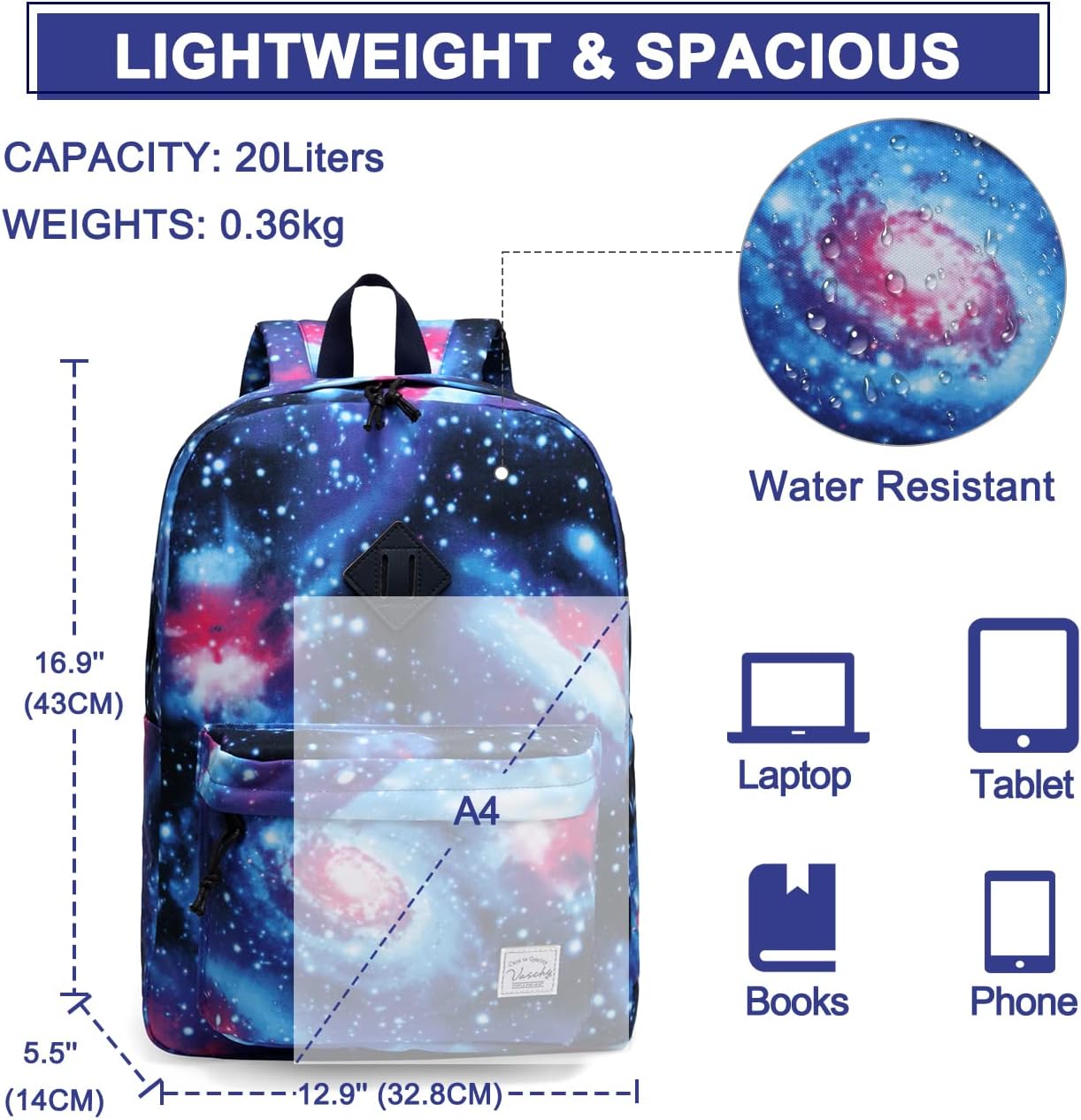 VASCHY Backpacks Handbags, Lavender, M