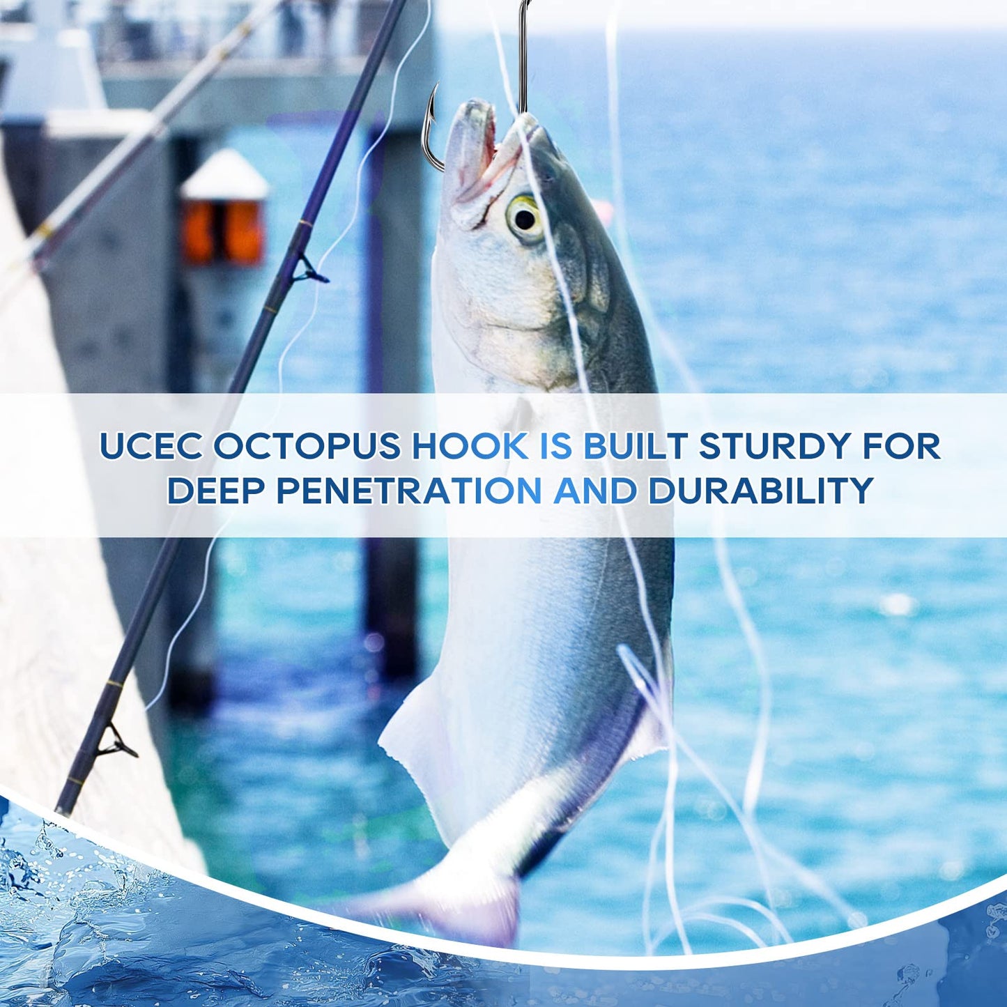 UCEC Fishing Hooks Octopus Hooks for Saltwater Freshwater High Carbon Steel Offset Circle Octopus Catfish Hooks for Catfish Trout Fishing Size 1/0 3/0 5/0, 50pcs/Box