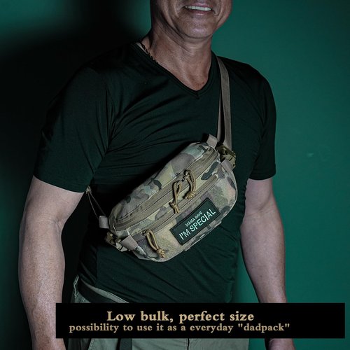 LONLOKE Tactical Hanger Pouch,Compact Abdominal Dangler Drop Fanny Pack with Hook and Loop (MC)
