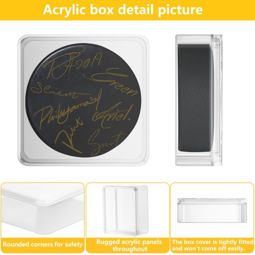 Hockey Puck Display Cases, Acrylic Cube Square Hockey Puck Display Cases - Fits Official Size Hockey Puck (3 PCS)