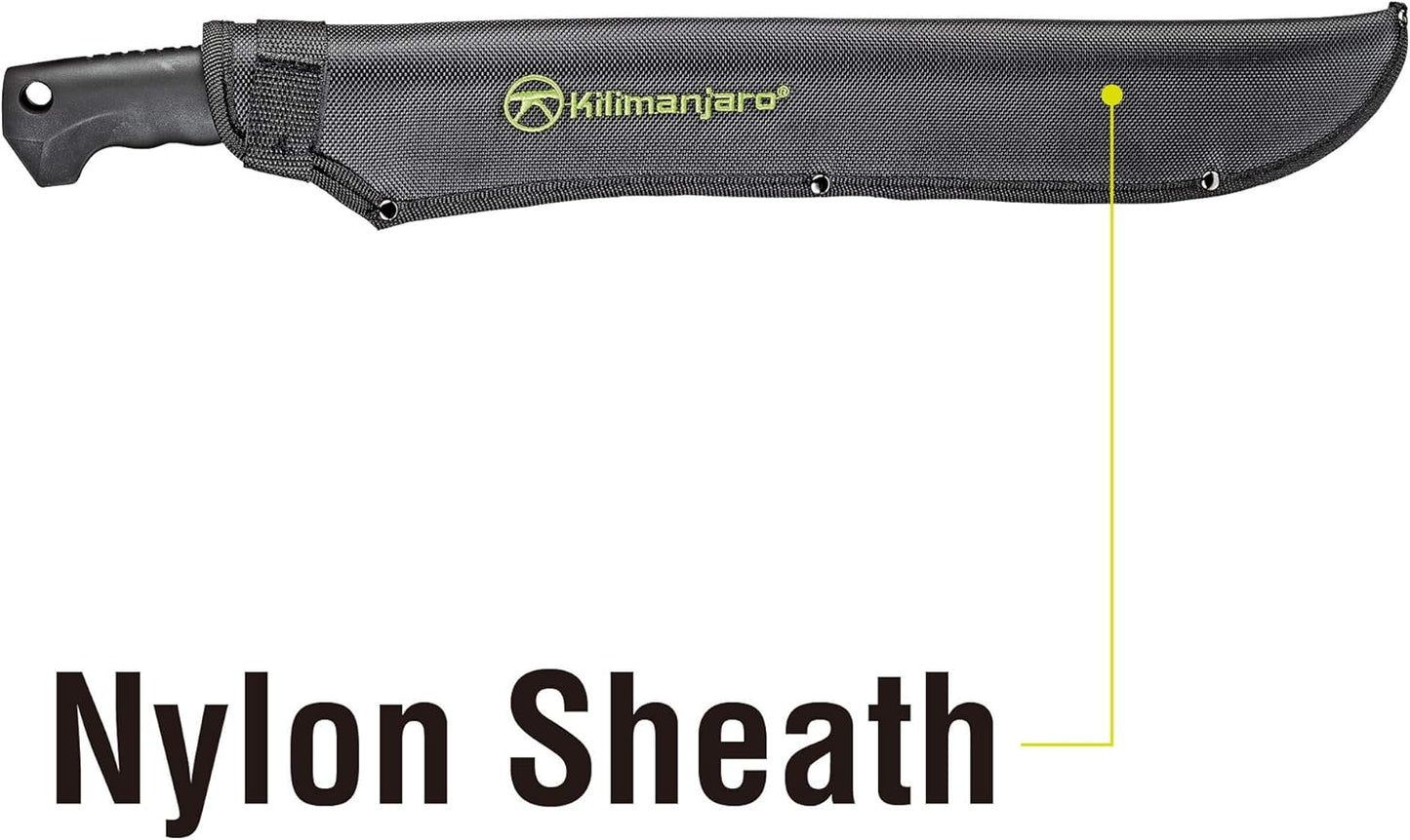 Kilimanjaro 21 Inch Stainless Steel Machete with Serrated Back and Black Finish, Outdoor Survival, Cutting, Hiking, Camping, Outdoor Adventures - 910040