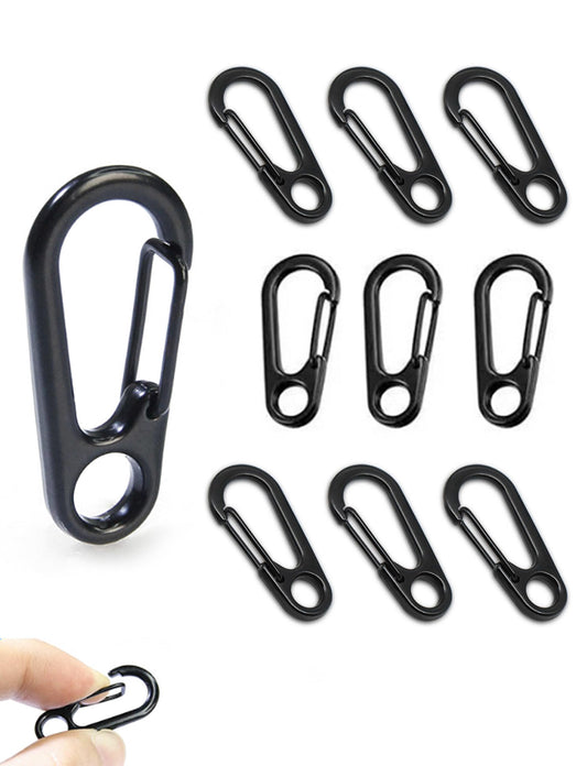 10Pcs Mini Keychain Carabiner Clips, Metal Spring Snap Hook Key Holder Organizer Black