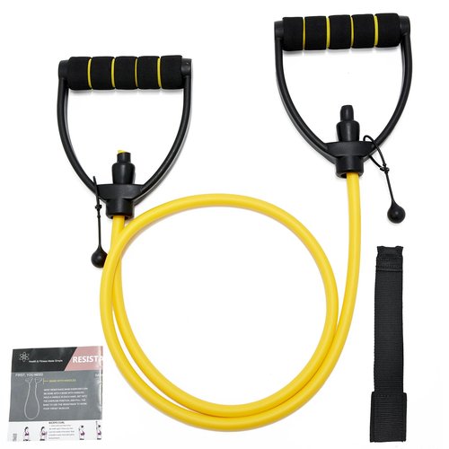 Resistance Bands with Handles, Exercise Resistance Bands, Workout Bands with Door Anchors, Adjustable Length, for Resistance Training, Physical Therapy, Home Workouts (Yellow (E-Light))