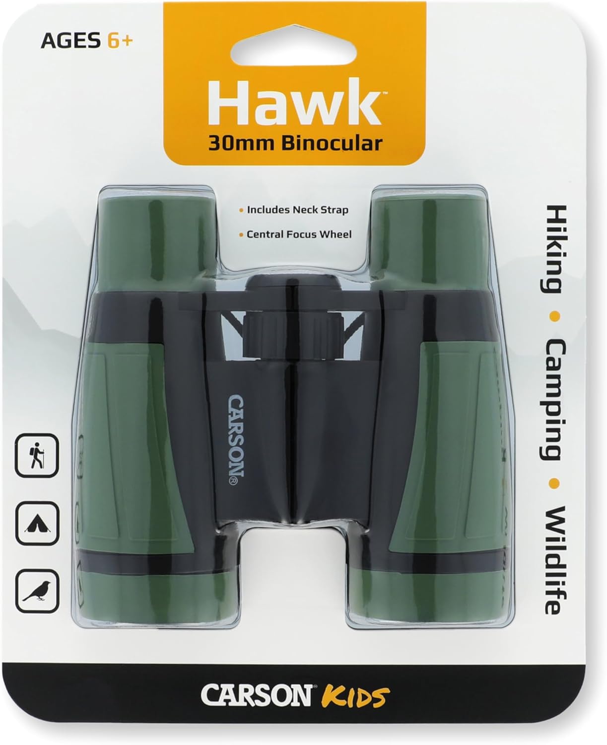 Carson AdventurePak Containing 30mm Kids Field Binoculars, Lensatic Compass, Flashlight and Signal Whistle with a Built-in Thermometer (HU-401), Multicolor